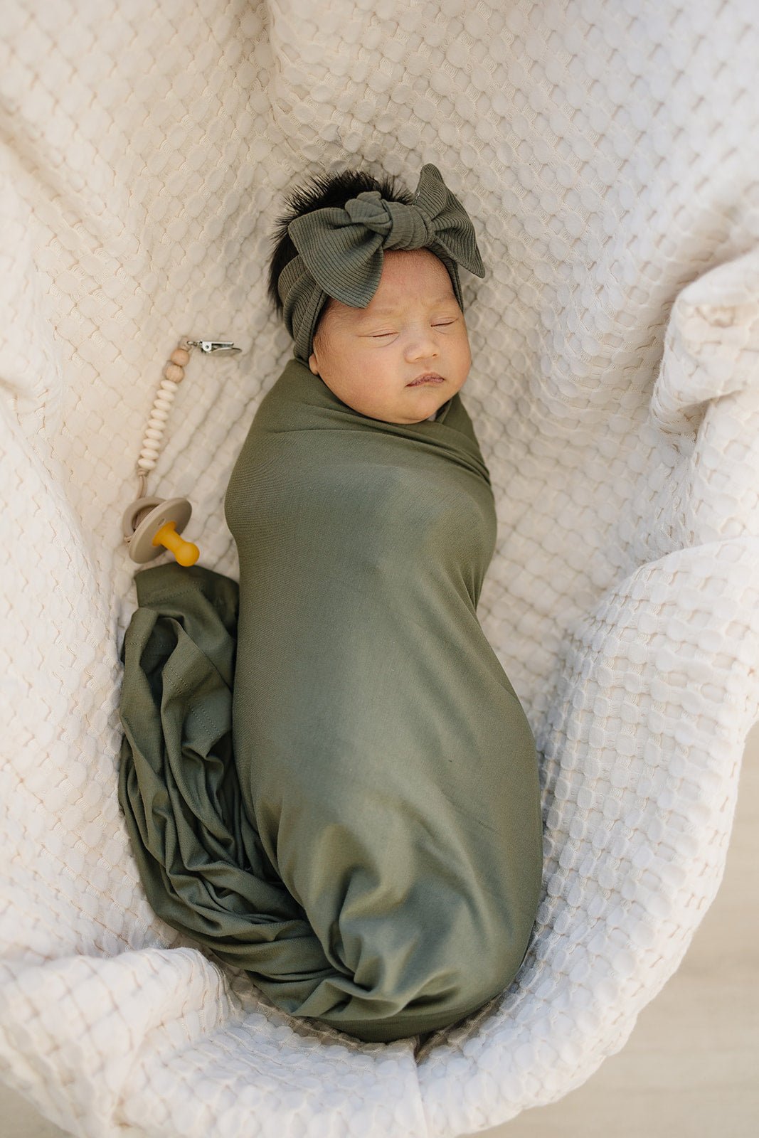 Mebie Baby Winter Green Organic Cotton Ribbed Head Wrap - 
