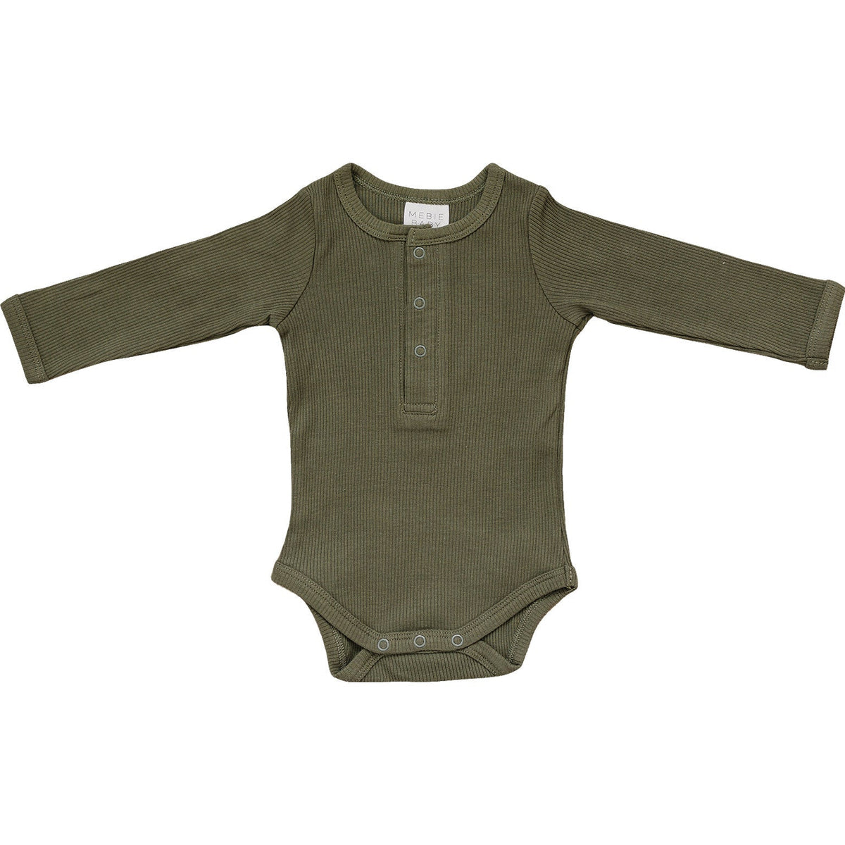 Mebie Baby Winter Green Organic Cotton Snap Short Sleeve Ribbed Bodysuit Mebie Baby - 