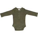 Mebie Baby Winter Green Organic Cotton Snap Short Sleeve Ribbed Bodysuit Mebie Baby - 