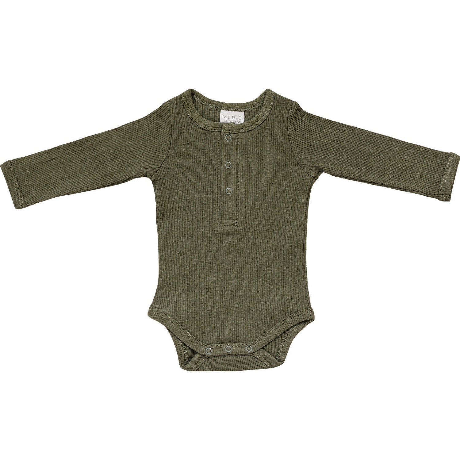 Mebie Baby Winter Green Organic Cotton Snap Short Sleeve Ribbed Bodysuit Mebie Baby - 