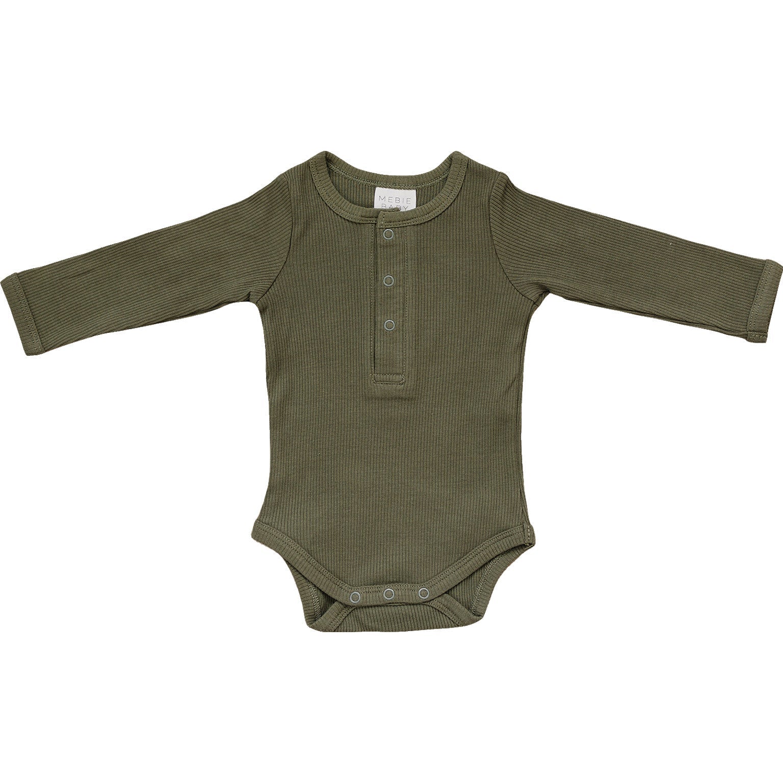 Mebie Baby Winter Green Organic Cotton Snap Short Sleeve Ribbed Bodysuit Mebie Baby - 