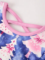 Rylee Faith Designs Winter Purple Christmas Tree Long Sleeve Dress With Pocket - Everetts Place Boutique - 