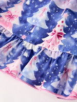 Rylee Faith Designs Winter Purple Christmas Tree Long Sleeve Dress With Pocket - Everetts Place Boutique - 