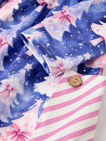 Rylee Faith Designs Winter Purple Christmas Tree Long Sleeve Dress With Pocket - Everetts Place Boutique - 