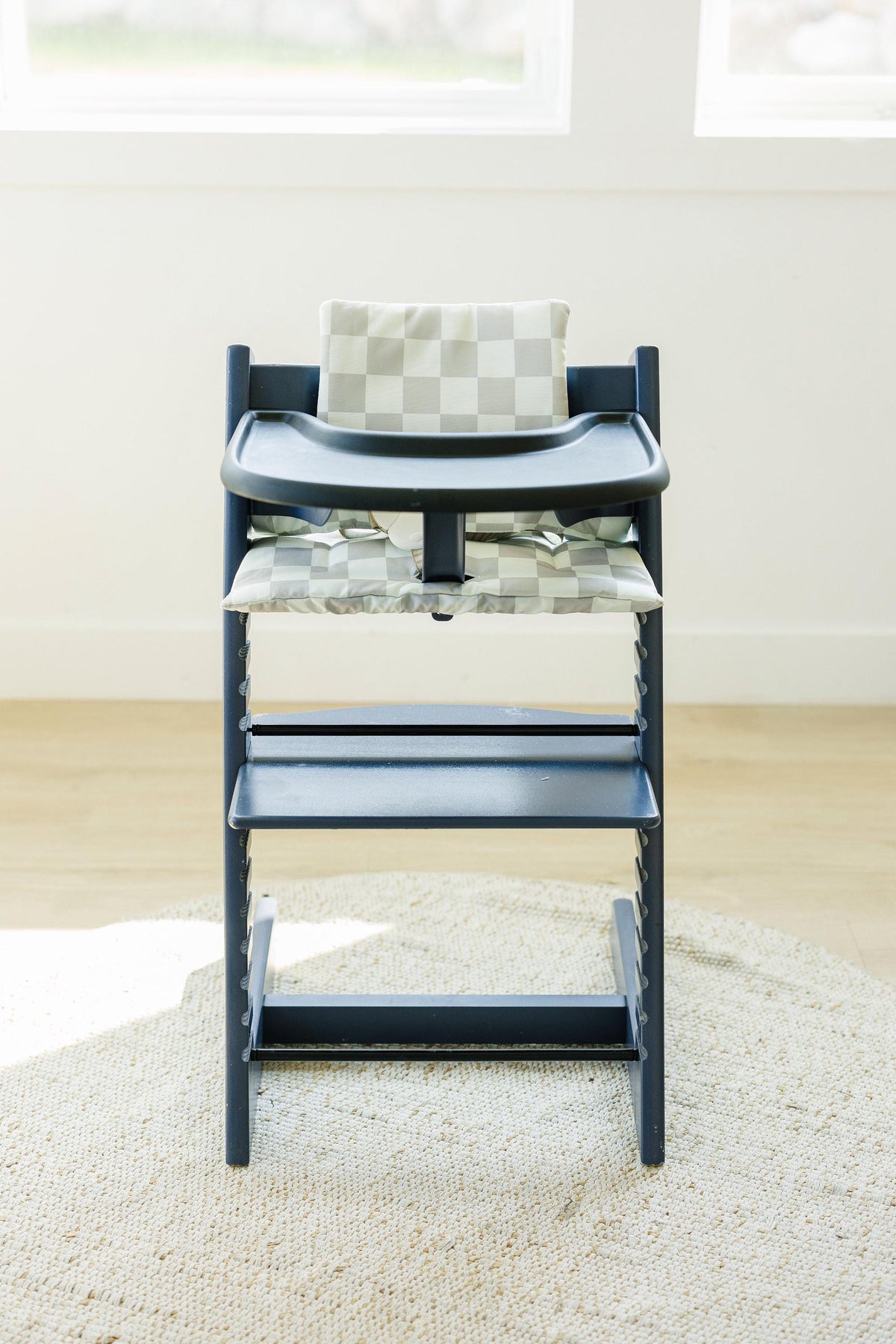 Little Joy Co. Wipeable Highchair Cushion for Stokke Tripp Trapp: Neutral Checkered Cover -