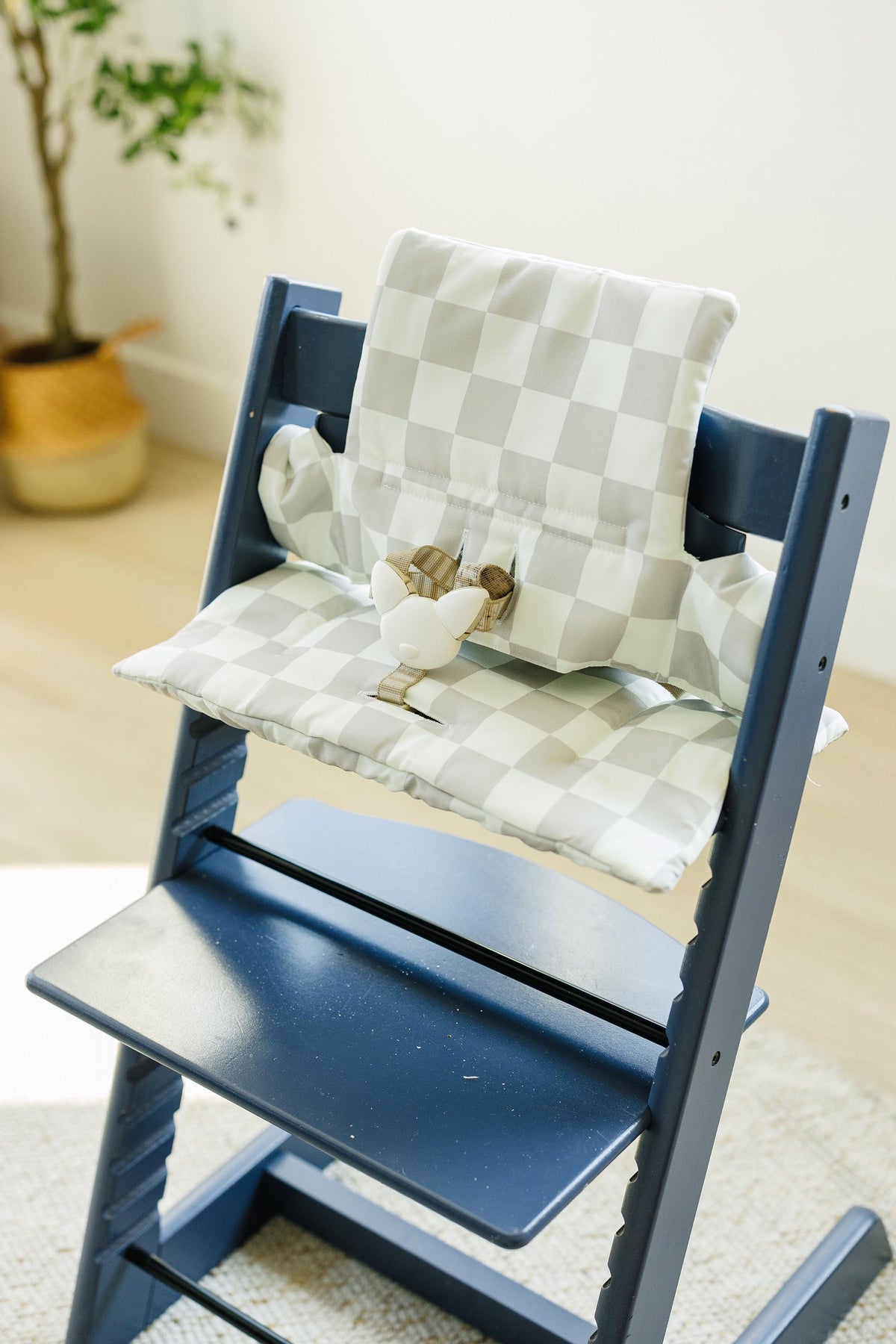 Little Joy Co. Wipeable Highchair Cushion for Stokke Tripp Trapp: Neutral Checkered Cover -