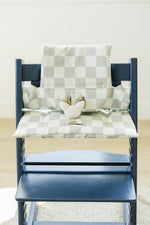 Little Joy Co. Wipeable Highchair Cushion for Stokke Tripp Trapp: Neutral Checkered Cover -