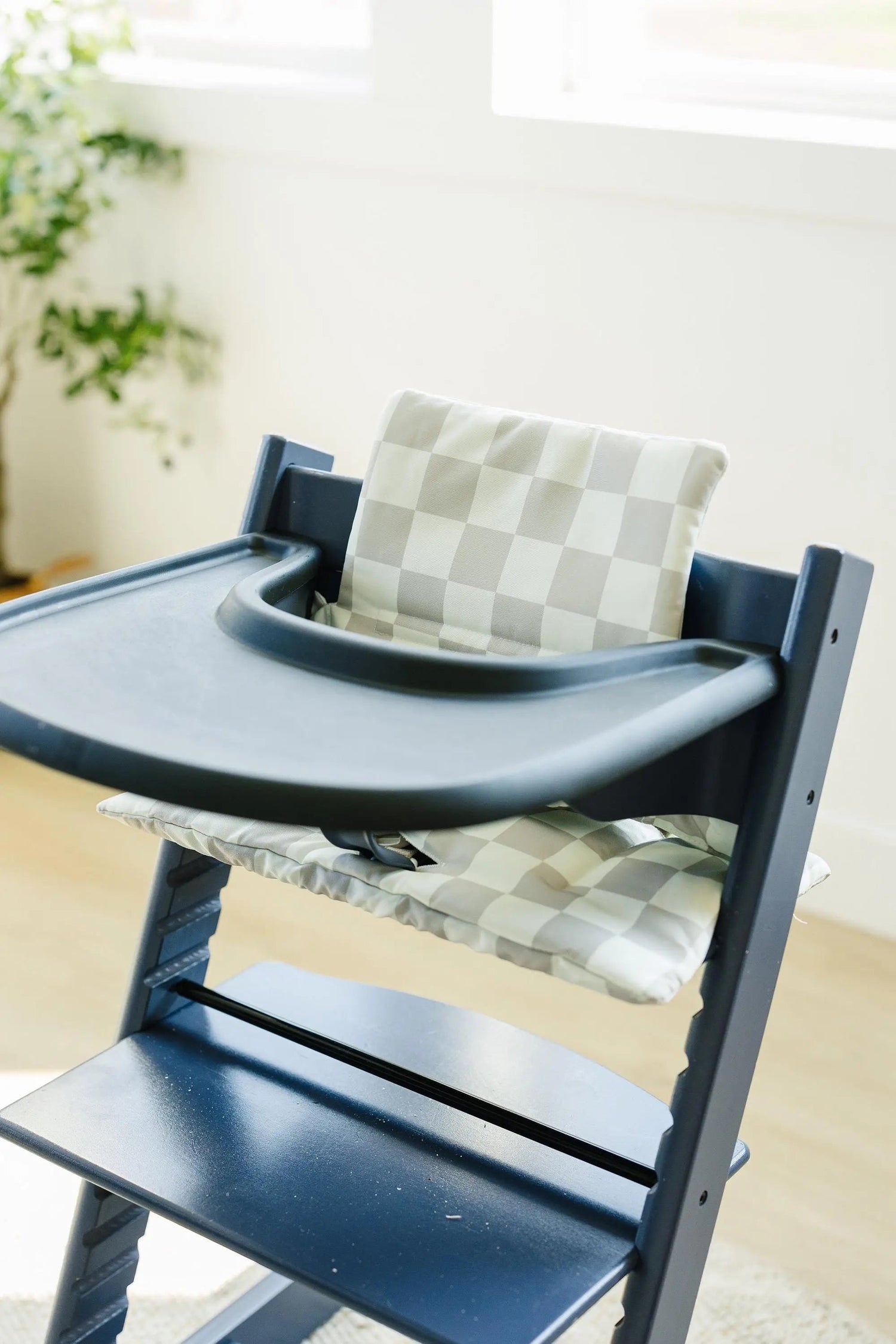 Little Joy Co. Wipeable Highchair Cushion for Stokke Tripp Trapp: Neutral Checkered Cover -