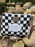 The Good Village Cloth Co. Wipes Clutch | Black Check - 
