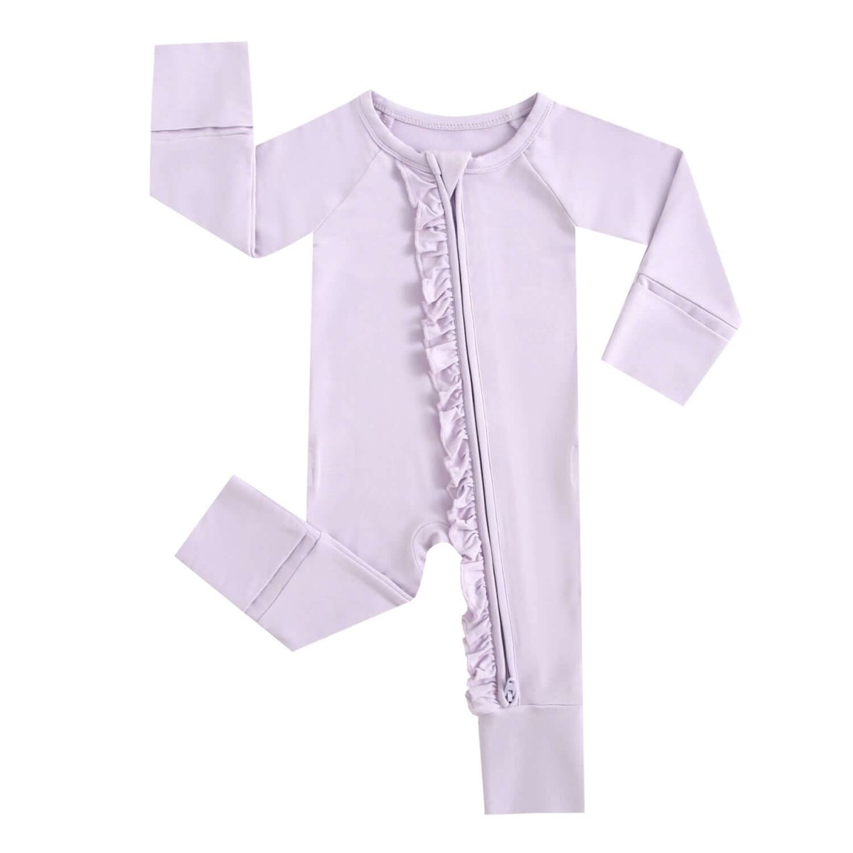 Luxie Charm Wisteria Ruffled Zippered Baby Romper - Everetts Place Boutique - 