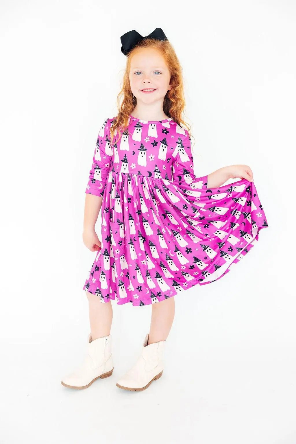 Mila & Rose ® Witches Boo 3/4 Sleeve Pocket Twirl Dress - 