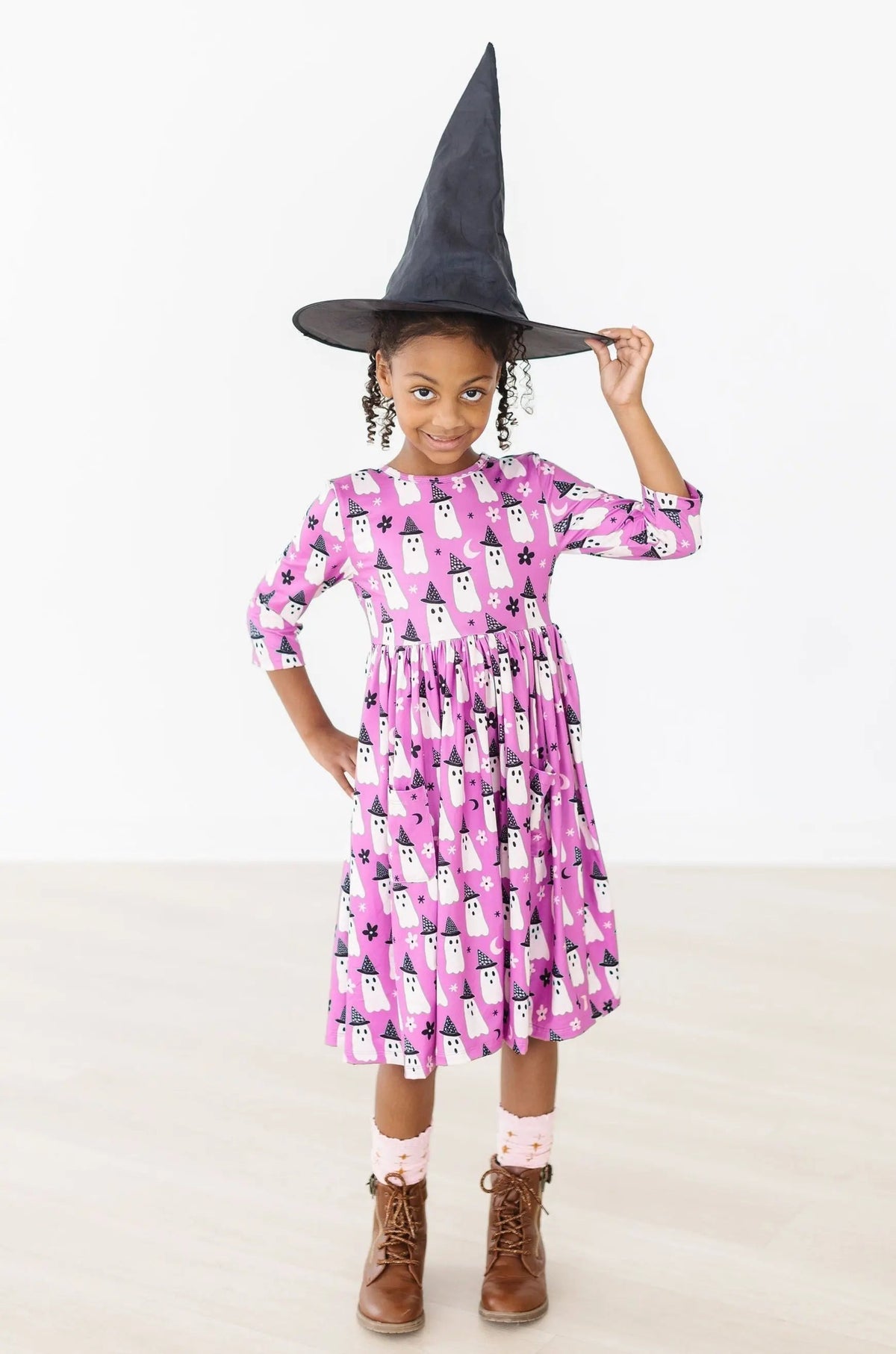 Mila & Rose ® Witches Boo 3/4 Sleeve Pocket Twirl Dress - 