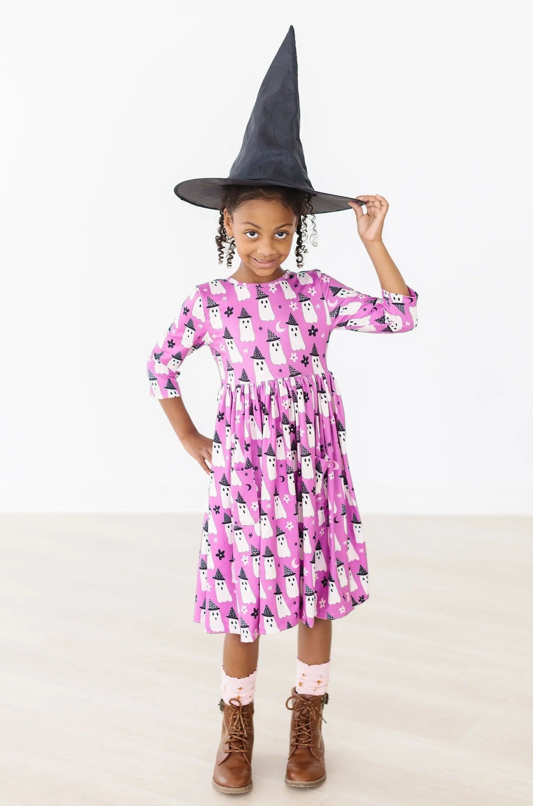 Mila & Rose ® Witches Boo 3/4 Sleeve Pocket Twirl Dress - 