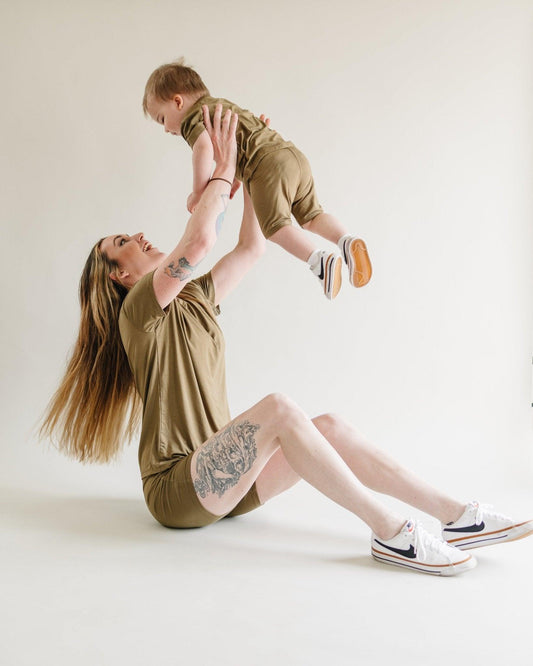 Women's Bamboo Tee and Bike Shorts Set Separates Soft Little Joy Co. Everetts Place: Online Boutique