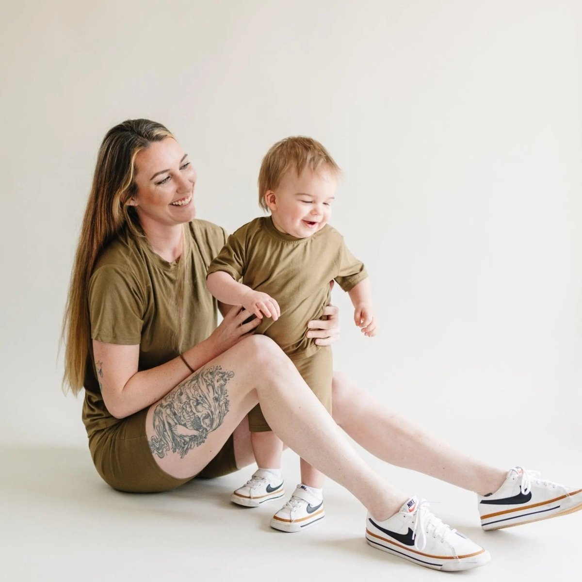 Little Joy Co. Women's Bamboo Tee and Bike Shorts Set Separates Soft - Everetts Place Boutique - 