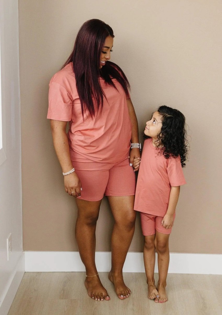 Little Joy Co. Women's Bamboo Tee and Bike Shorts Set Separates Soft - Everetts Place Boutique - 