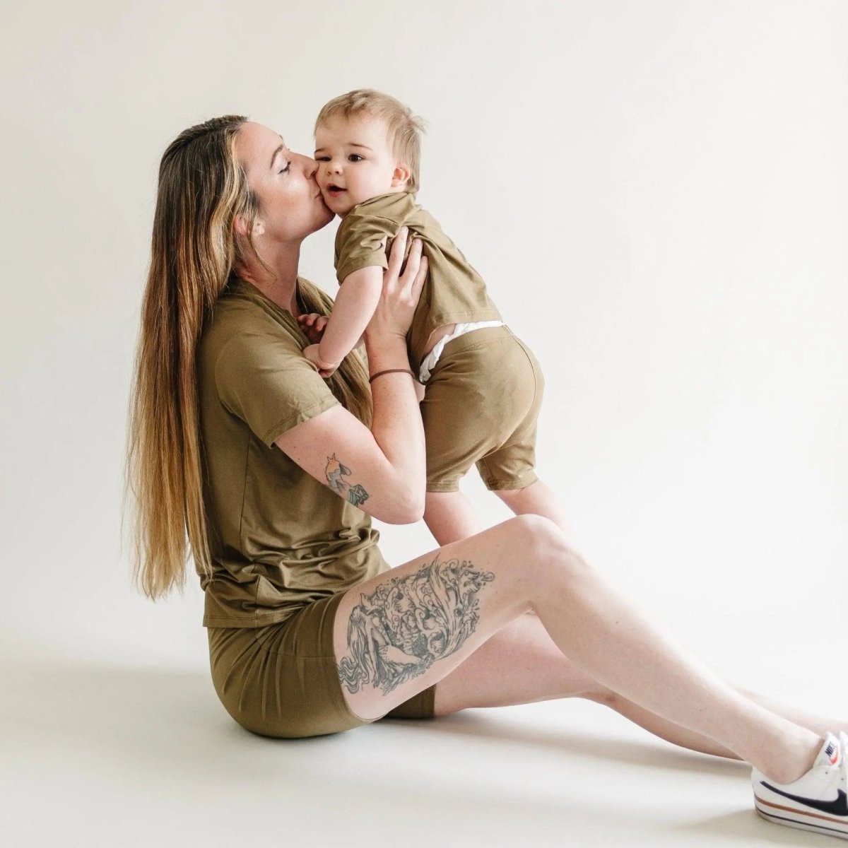 Little Joy Co. Women's Bamboo Tee and Bike Shorts Set Separates Soft - Everetts Place Boutique - 