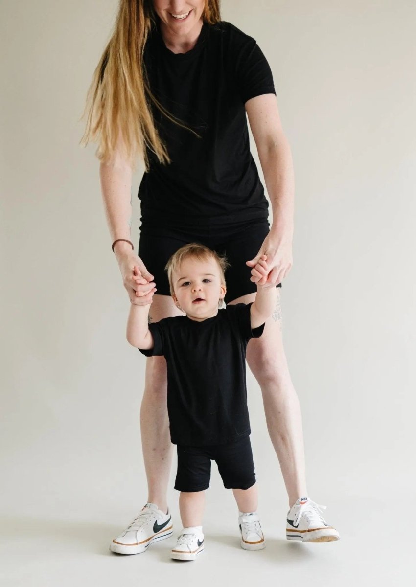 Little Joy Co. Women's Bamboo Tee and Bike Shorts Set Separates Soft - Everetts Place Boutique - 