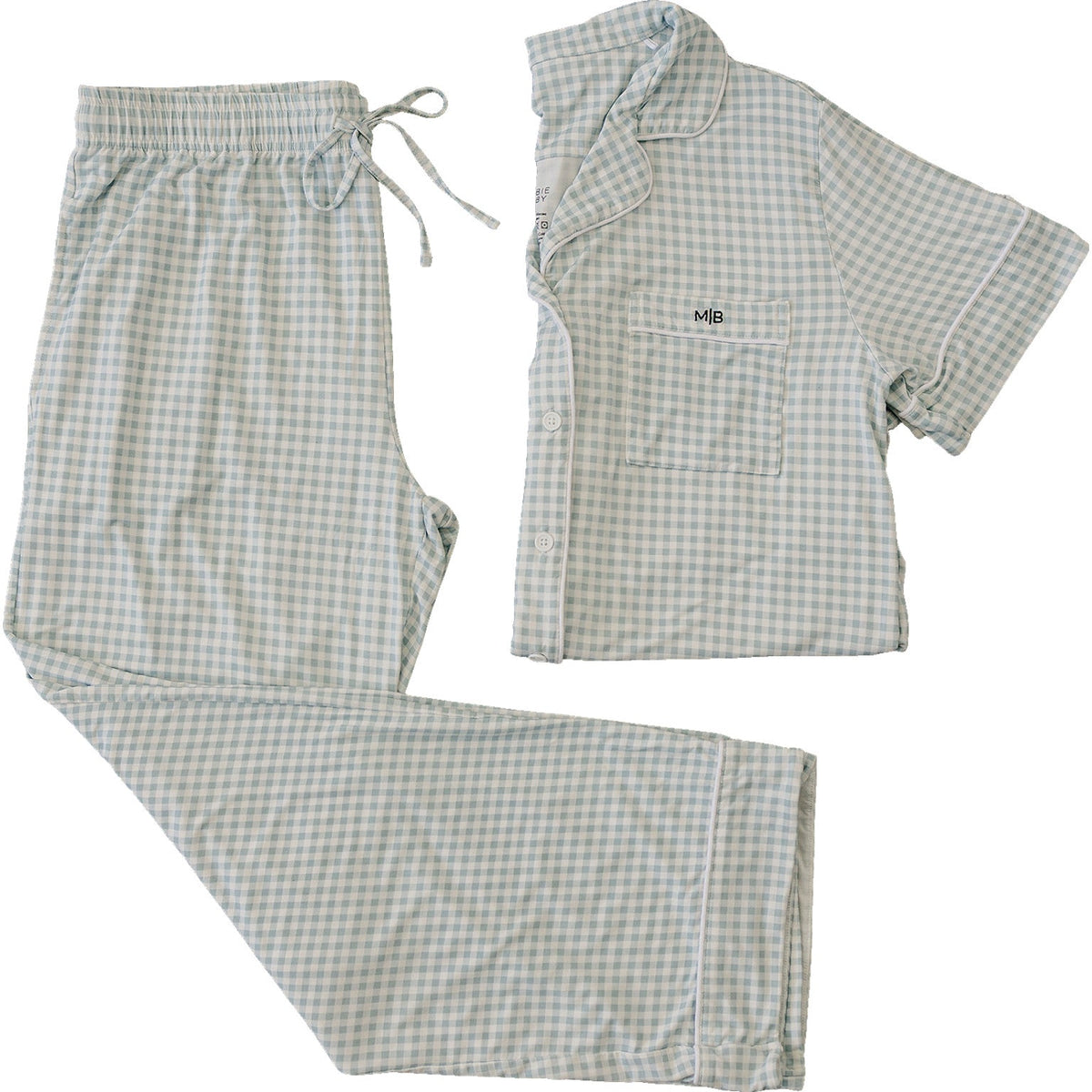 Mebie Baby Women's Light Blue Gingham Pajama Set - 