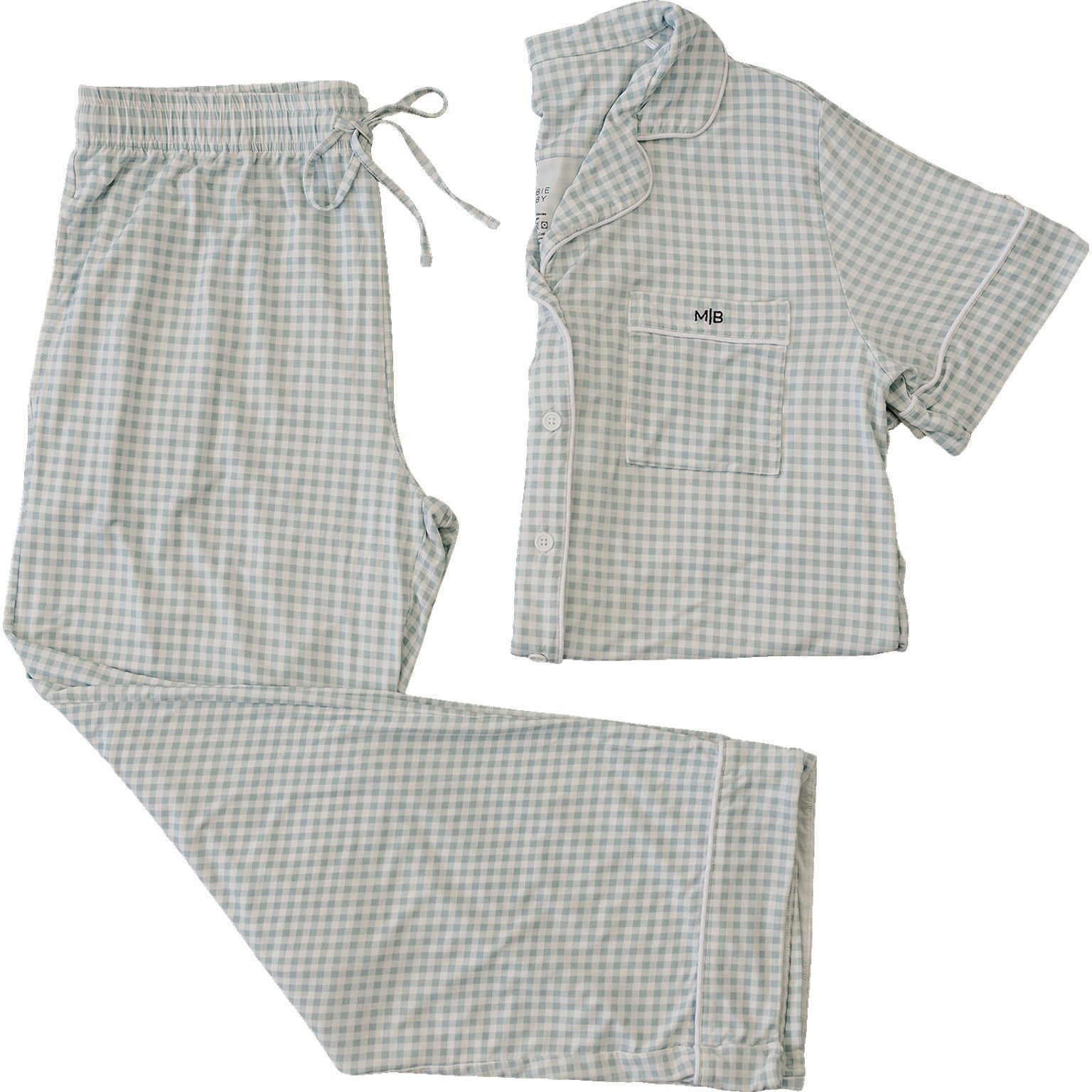Mebie Baby Women's Light Blue Gingham Pajama Set - 