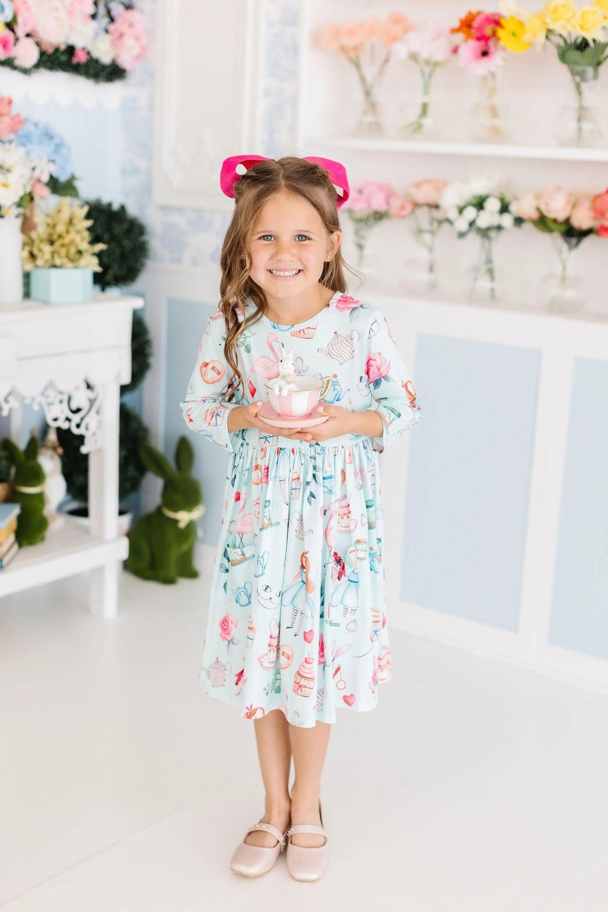 Mila & Rose ® Wonderland 3/4 Sleeve Pocket Twirl Dress - 