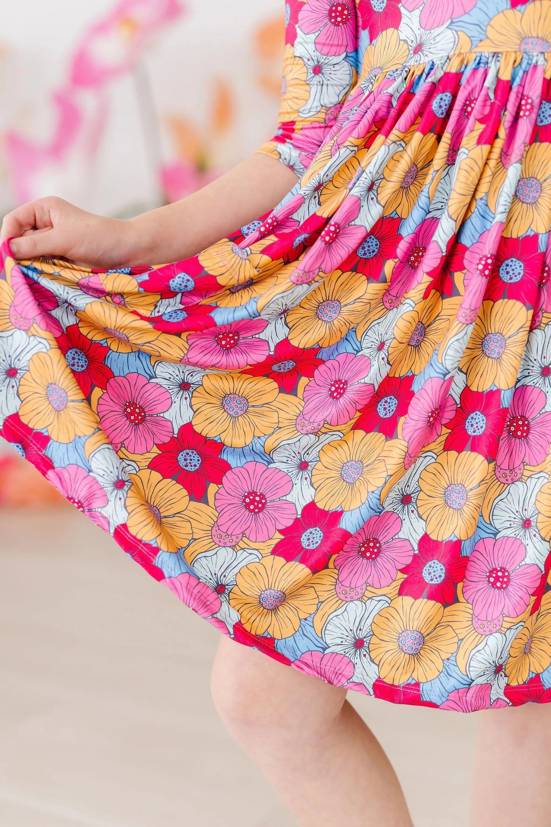 Mila & Rose ® Wonderland Floral 3/4 Sleeve Pocket Twirl Dress - 