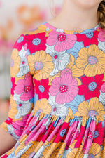 Mila & Rose ® Wonderland Floral 3/4 Sleeve Pocket Twirl Dress - 