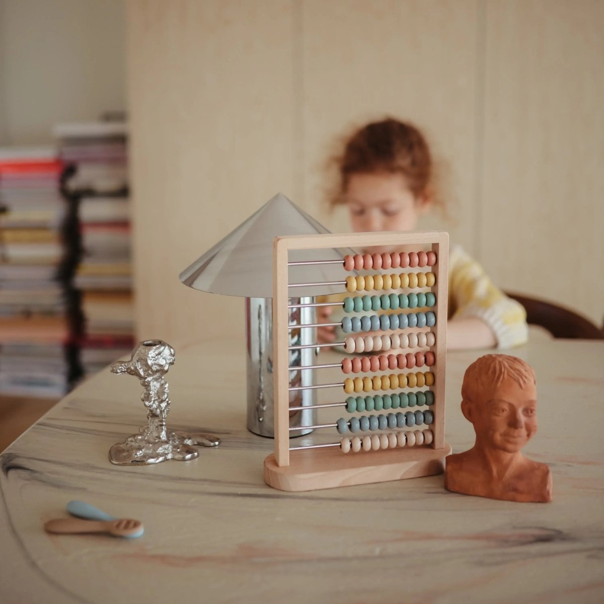 Mushie Wooden Abacus for Kids - Classic Educational Toy for Counting and Color Sorting in Nursery and Playroom -