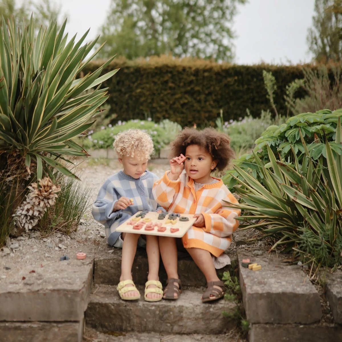 Mushie Wooden Alphabet Puzzle Educational Toy for Kids with 26 Capital Letters - 