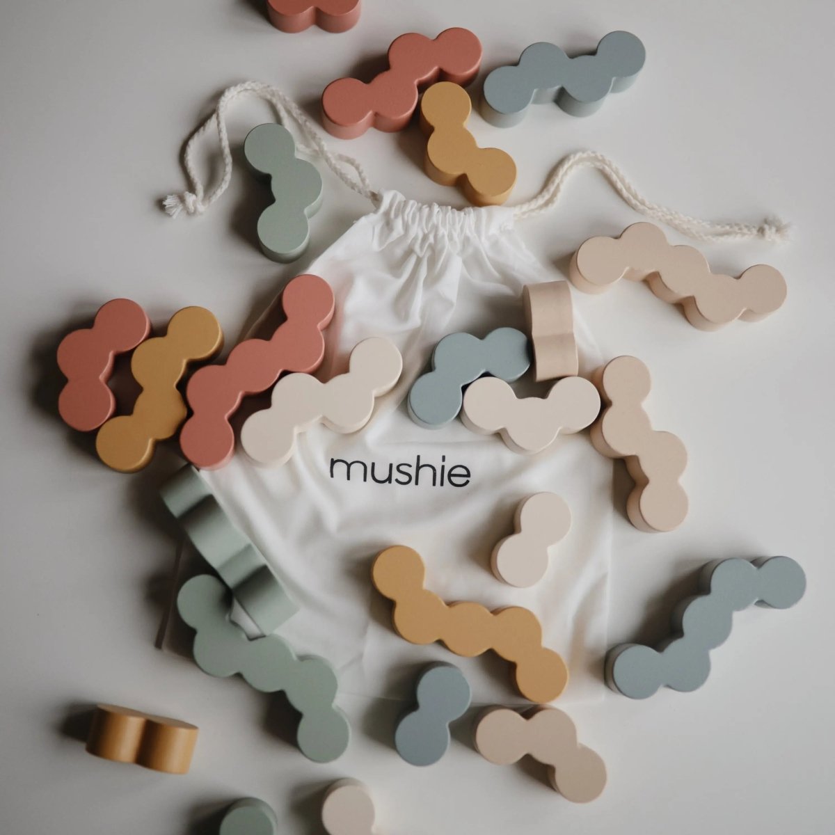 Mushie Wooden Balance Blocks for Creative Play and Fine Motor Skill Development - 