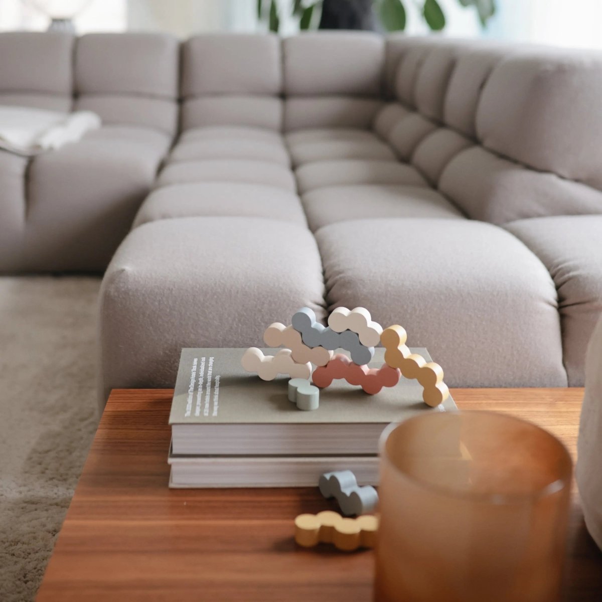 Mushie Wooden Balance Blocks for Creative Play and Fine Motor Skill Development - 