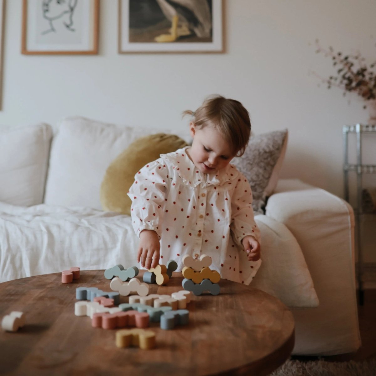 Mushie Wooden Balance Blocks for Creative Play and Fine Motor Skill Development - 
