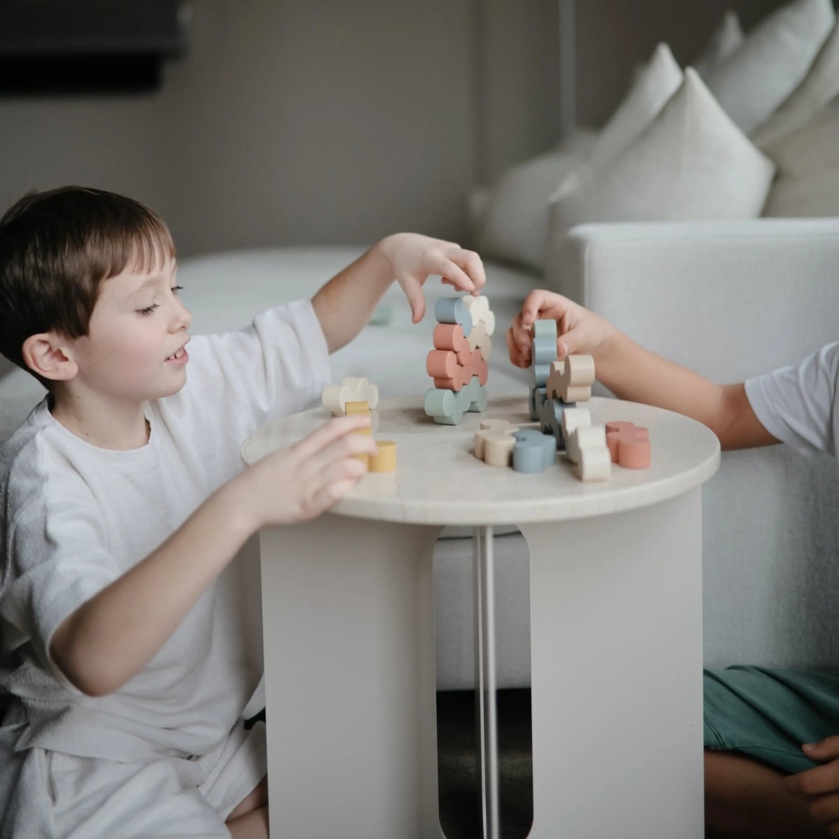 Mushie Wooden Balance Blocks for Creative Play and Fine Motor Skill Development - 