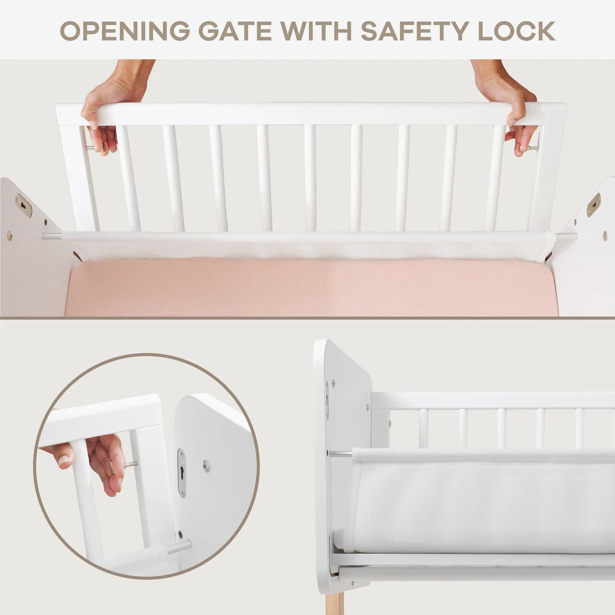 Comfy Cubs Wooden Bedside Bassinet Sleeper - 