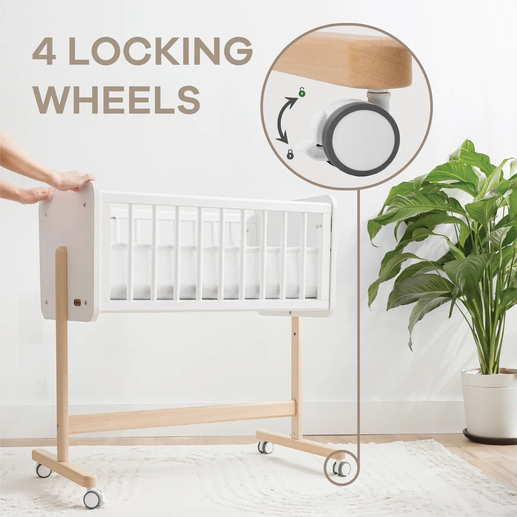 Comfy Cubs Wooden Bedside Bassinet Sleeper - 