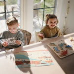 Mushie Wooden Dinosaur Puzzle for Kids Educational Toy with Seven Dino Pieces - 