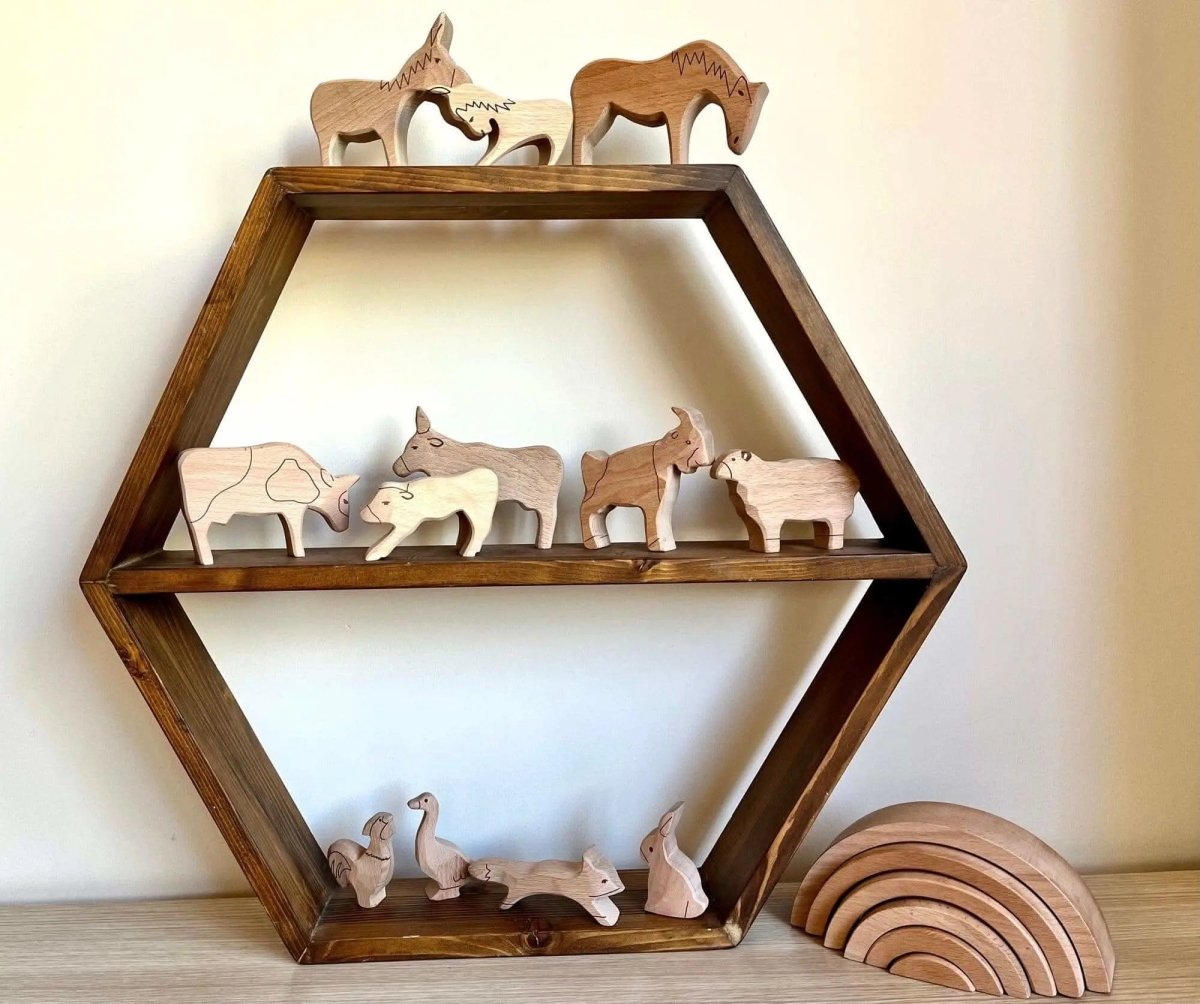 Kidodido Wooden Farm Animals Play Set For Creative Kids Craft - Everetts Place Boutique - 