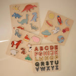 Mushie Wooden Farm Puzzle for Kids with Eight Barnyard Animal Pieces and Non - Toxic Paint - 