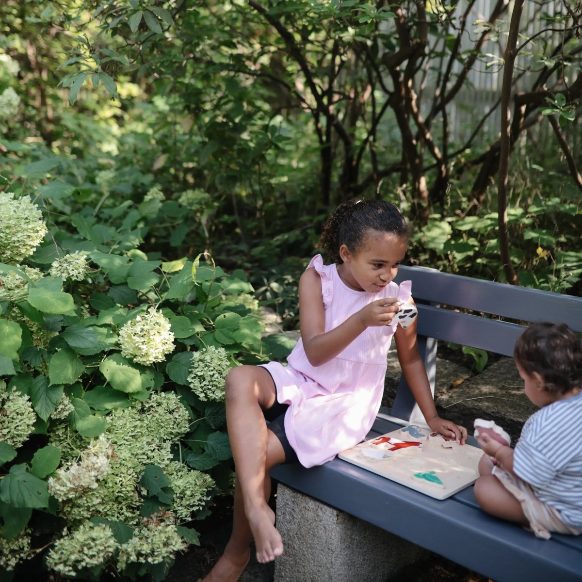 Mushie Wooden Farm Puzzle for Kids with Eight Barnyard Animal Pieces and Non - Toxic Paint - 