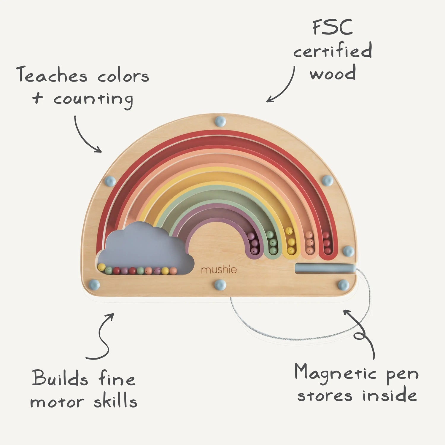 Mushie Wooden Magnetic Rainbow Maze - 