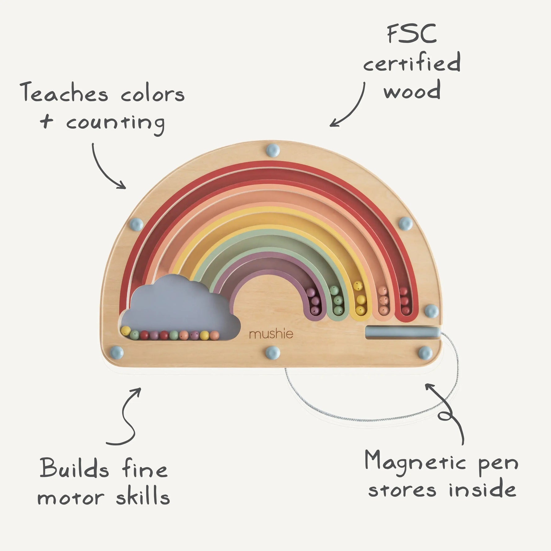 Mushie Wooden Magnetic Rainbow Maze - 