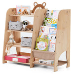 Goodevas Wooden Montessori Shelves for Toddler 2in1: Bookshelf & Toy Shelving - 