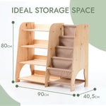 Goodevas Wooden Montessori Shelves for Toddler 2in1: Bookshelf & Toy Shelving - 
