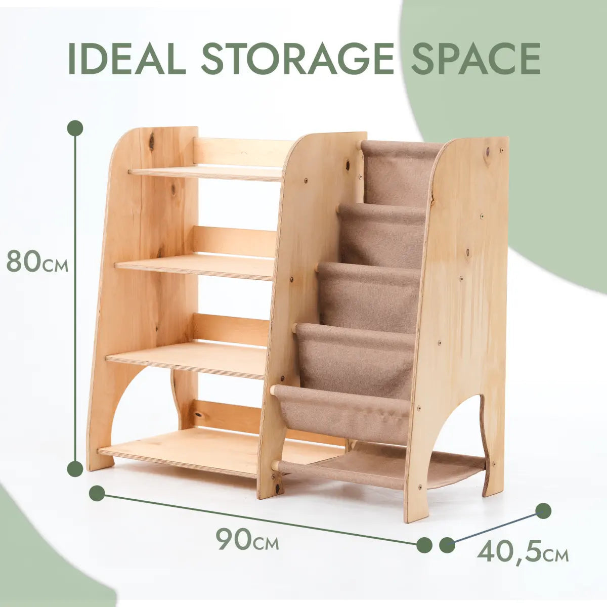 Goodevas Wooden Montessori Shelves for Toddler 2in1: Bookshelf & Toy Shelving - 