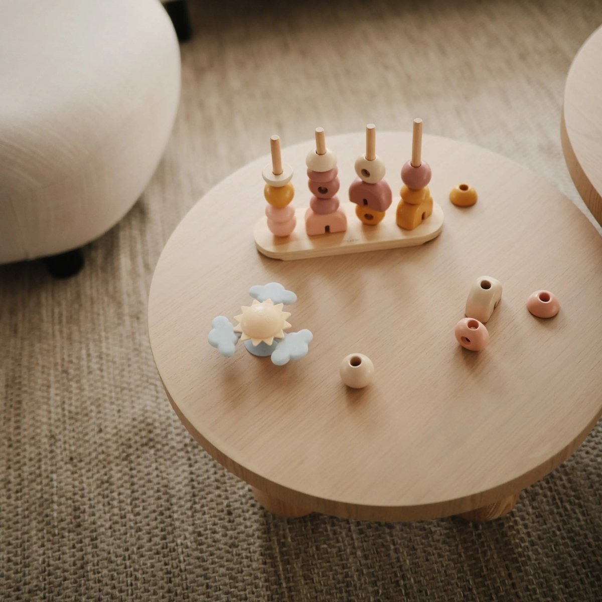 Mushie Wooden Multi Shape Stacker Educational Toy for Kids with 20 Shapes and Non Toxic Paint - Everetts Place Boutique - 