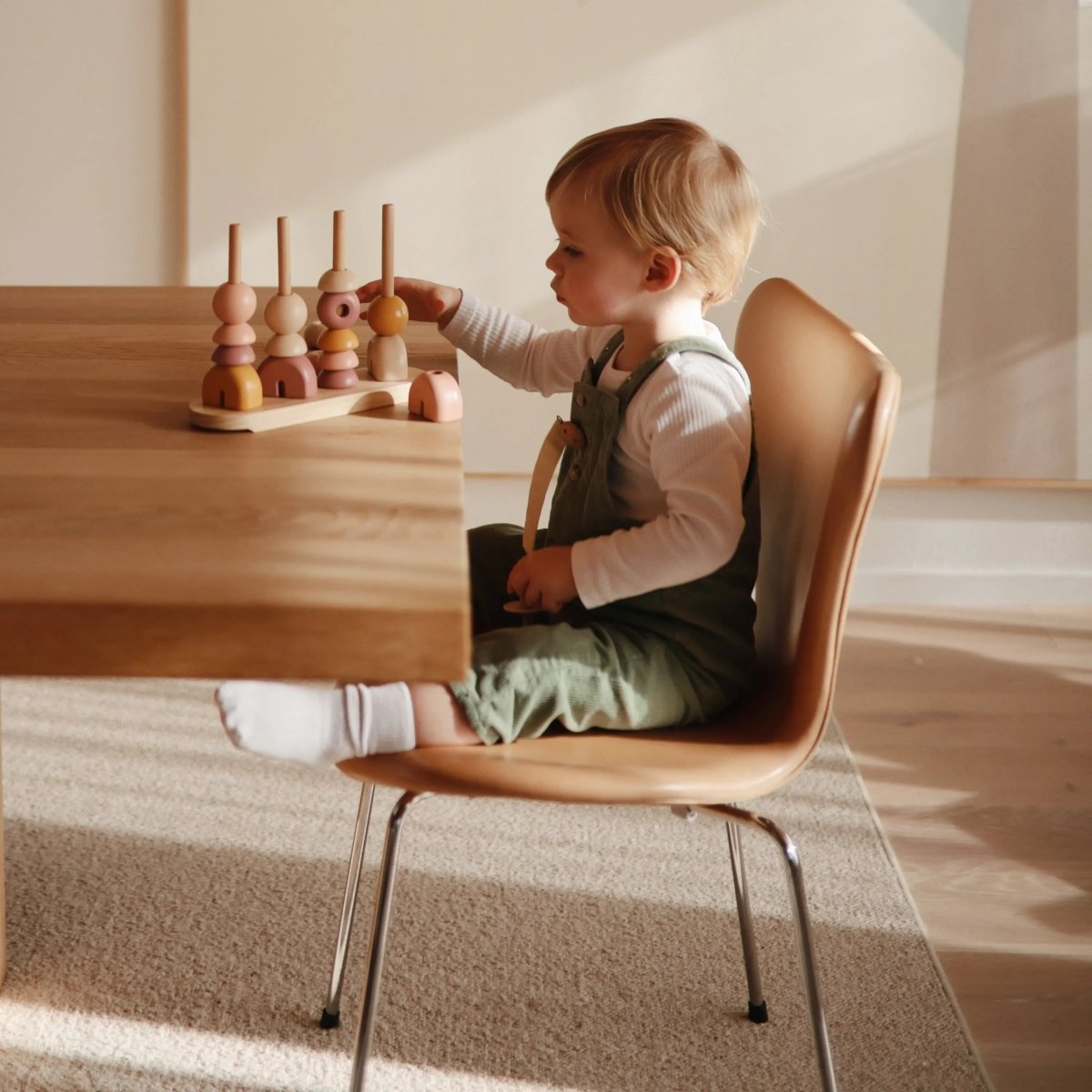 Mushie Wooden Multi Shape Stacker Educational Toy for Kids with 20 Shapes and Non Toxic Paint - Everetts Place Boutique - 