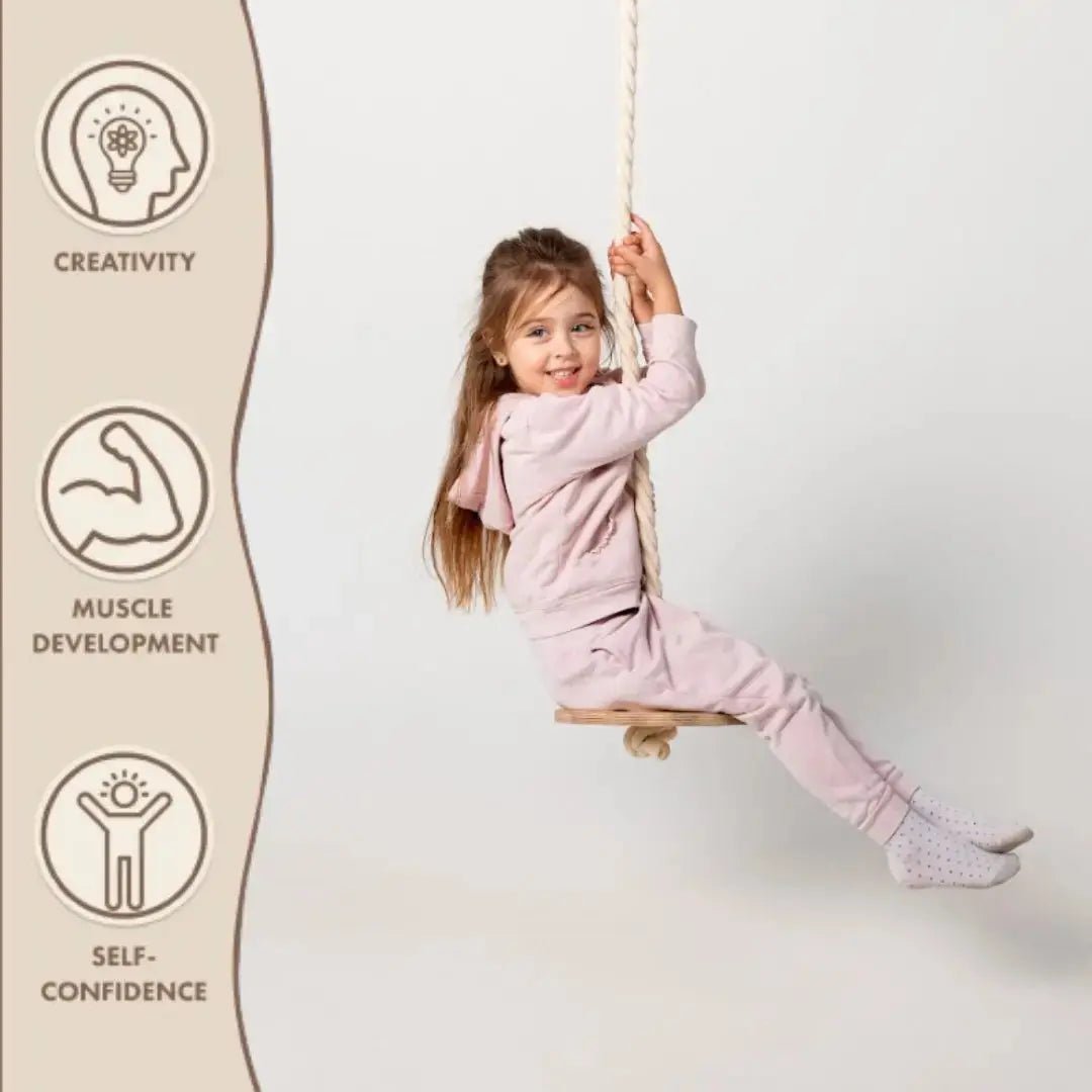 Goodevas Wooden Rope Swing for Kids - Versatile Goodevas Disc Rope Swing for Indoor and Outdoor Play -