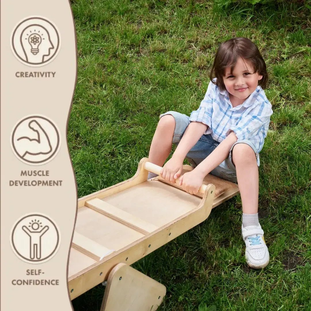 Goodevas Wooden Seesaw for Toddlers with Spiral Seat Cushions and Triangle Shaped Balancer - Everetts Place Boutique - 