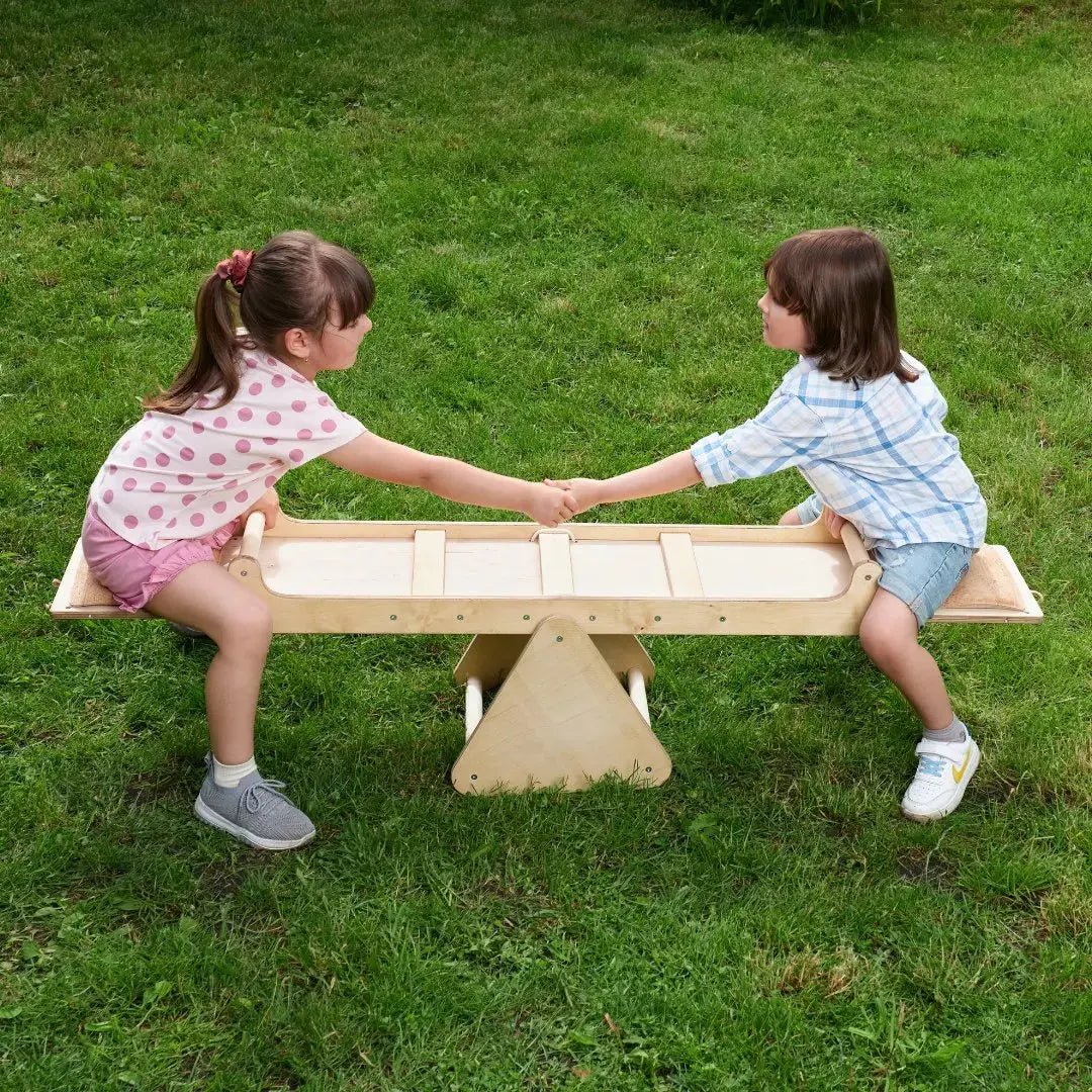 Goodevas Wooden Seesaw for Toddlers with Spiral Seat Cushions and Triangle Shaped Balancer - Everetts Place Boutique - 