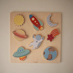 Mushie Wooden Space Puzzle for Kids with Eight Colorful Pieces and Smooth Edges - Everetts Place Boutique - 